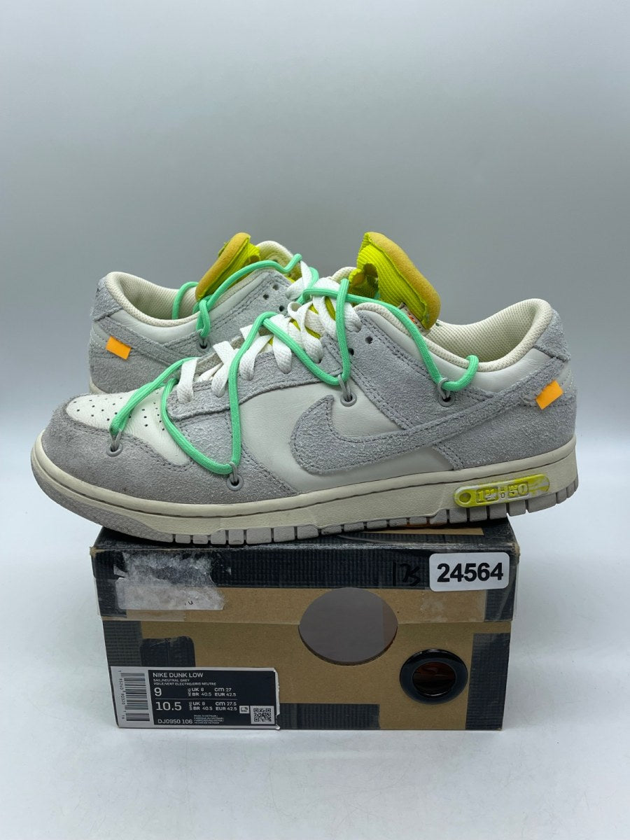 Nike Dunk Low Off-White Lot 14 9 (Moderately Worn Pre-Owned)NikeSail/Neutral Grey-Electro Green - Image 1