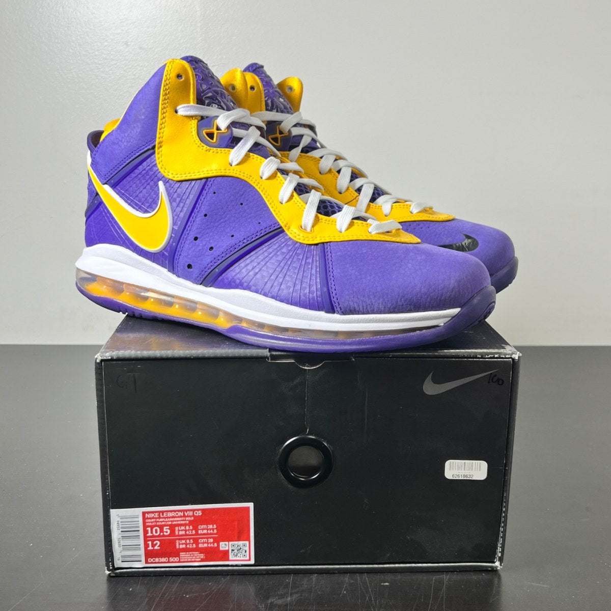 Nike LeBron 8 Lakers 10.5 (Lightly Worn Pre-Owned)NikeCourt Purple/Court Purple-University Gold-University Gold - Image 1