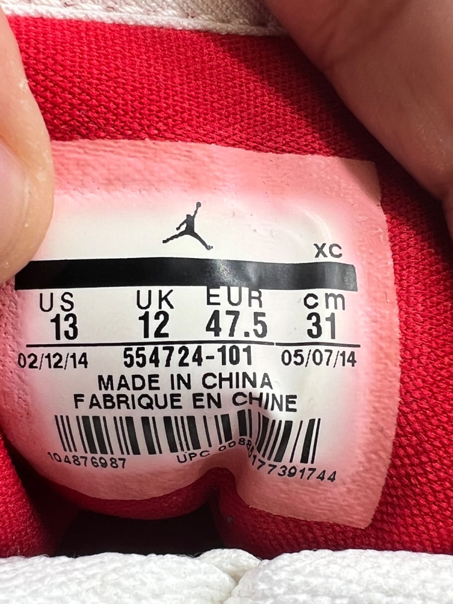 Jordan 1 Retro White Gym Red 13 (Moderately Worn Pre-Owned) - Image 8