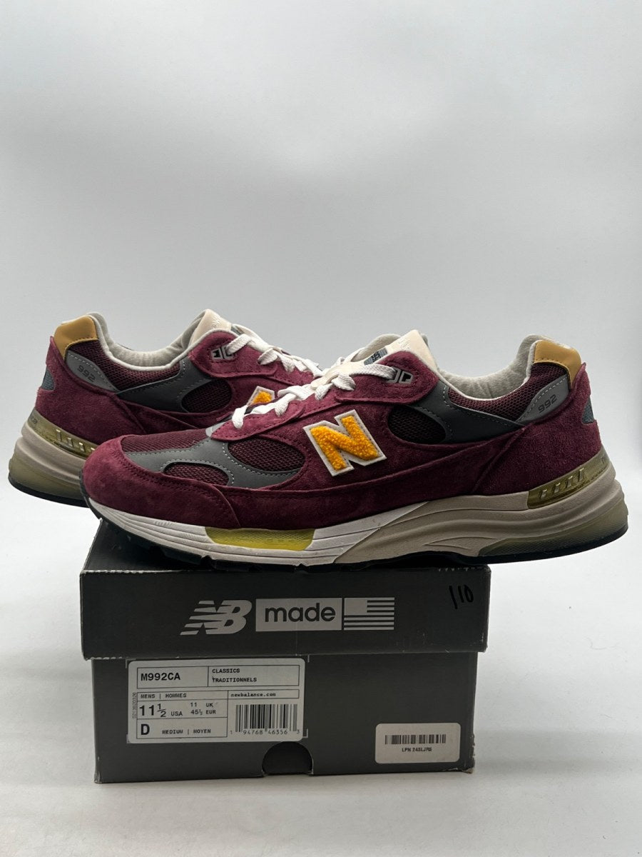 New Balance 992 Burgundy Gold 11.5 (Lightly Worn Pre-Owned)New BalanceBurgundy/Yellow/White - Image 1