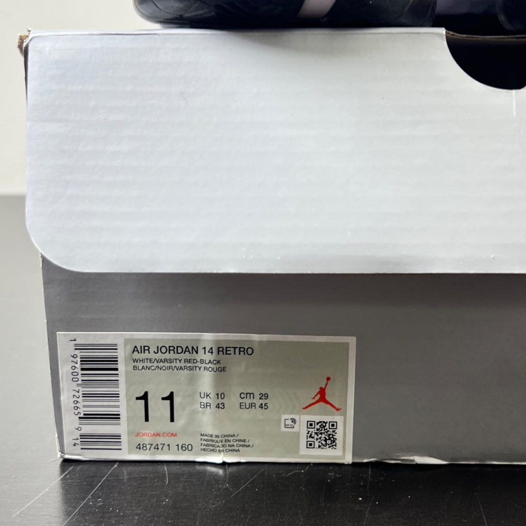Jordan 14 Retro Black Toe (2024) 11 (Lightly Worn Pre-Owned)JordanWhite/Varsity Red/Black/Metallic Silver - Image 5