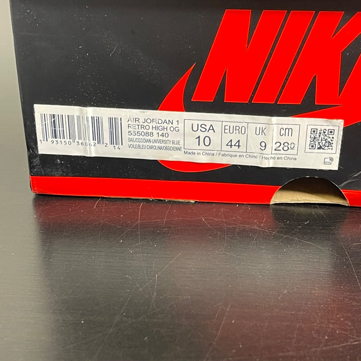 Jordan 1 Retro High Obsidian 10 (Moderately Worn Pre-Owned)JordanSail/Obsidian-University Blue - Image 7