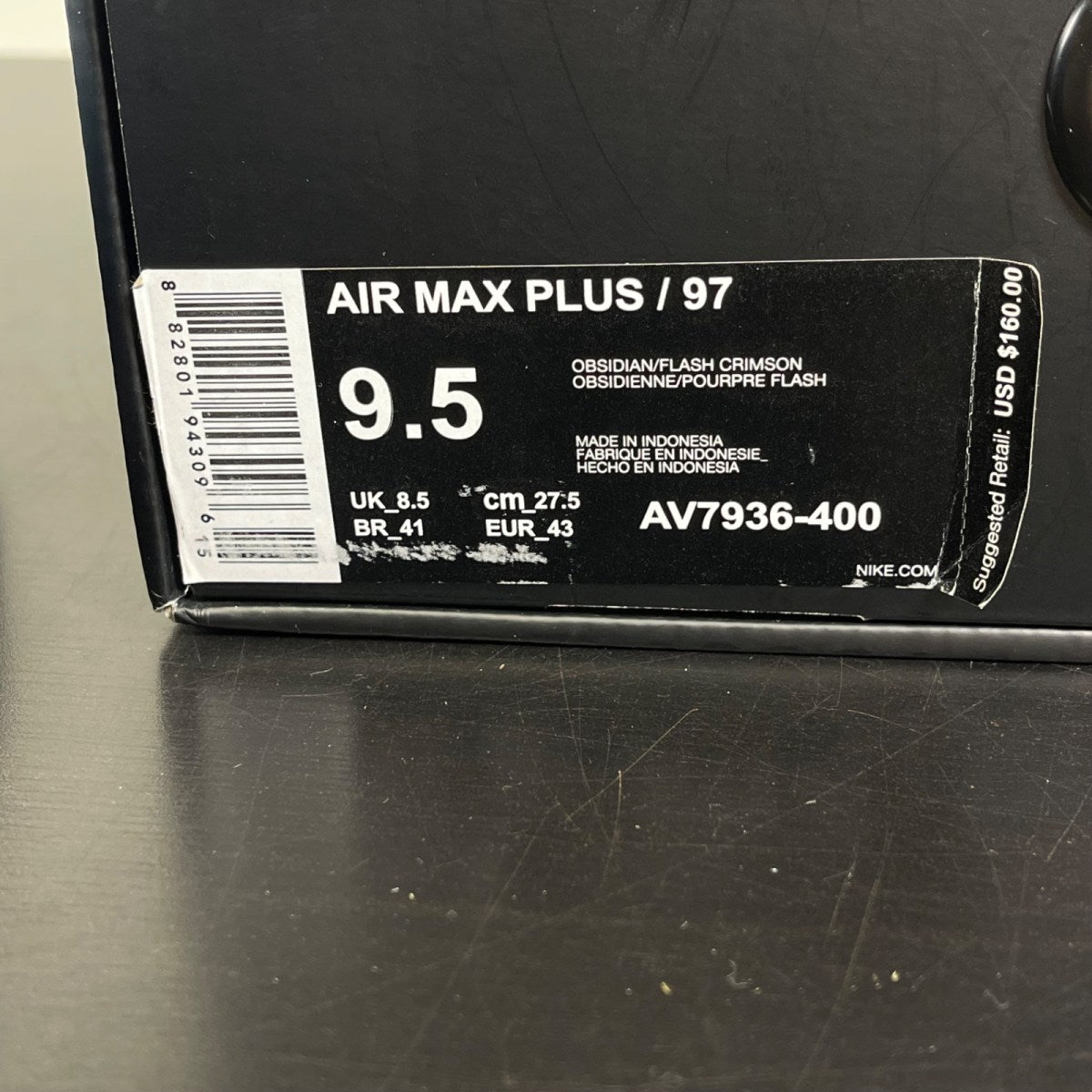 Nike Air Max Plus 97 Discover Your Air 9.5 (Moderately Worn Pre-Owned)NikeObsidian/Flash Crimson-Rush Violet - Image 7