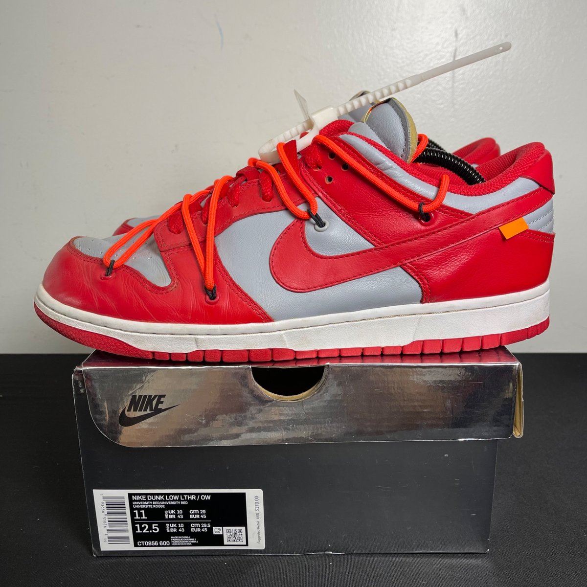 Nike Dunk Low Off-White University Red (Size 11) - aux
