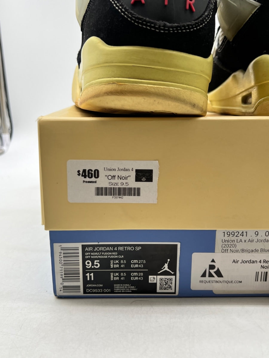 Jordan 4 Retro Union Off Noir 9.5 (Lightly Worn Pre-Owned) - Image 6