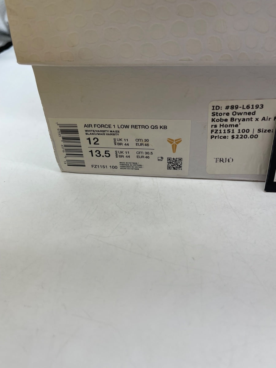 Nike Air Force 1 Low Retro QS Kobe Bryant Lakers Home 12 (Moderately Worn Pre-Owned) - Image 9