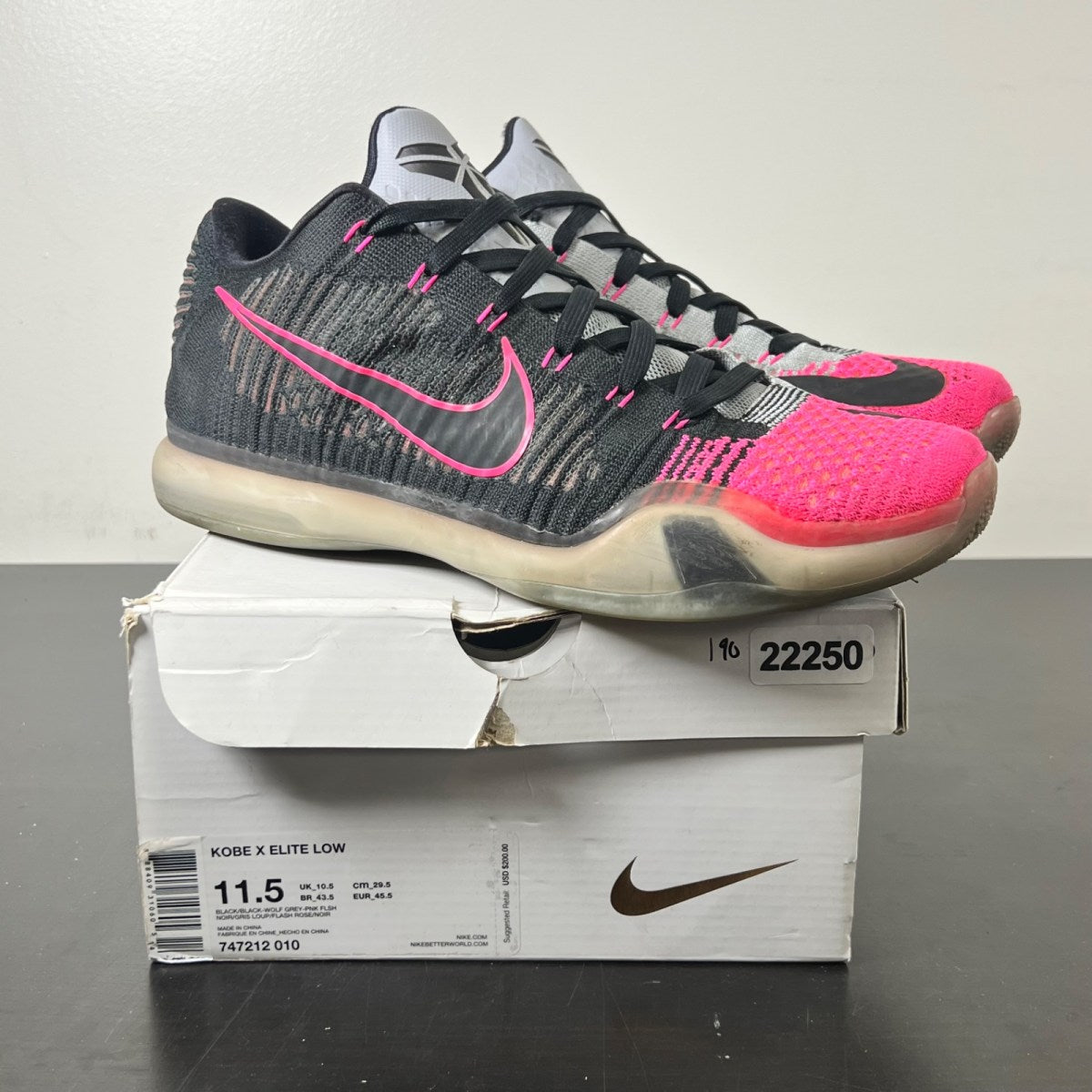Nike Kobe 10 Elite Mambacurial 11.5 (Moderately Worn Pre-Owned)NikeBlack/Black-Wolf Grey-Pink Flash - Image 1