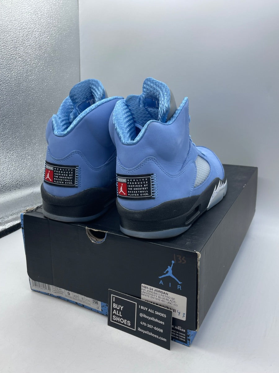 Jordan 5 Retro UNC University Blue 9 (Moderately Worn Pre-Owned) - Image 5