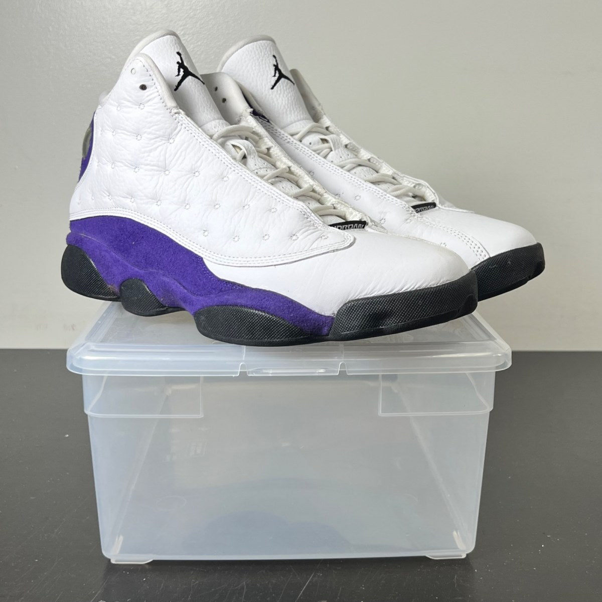 Jordan 13 Retro Lakers 11 (Lightly Worn Pre-Owned)JordanWhite/Black-Court Purple-University Gold - Image 1