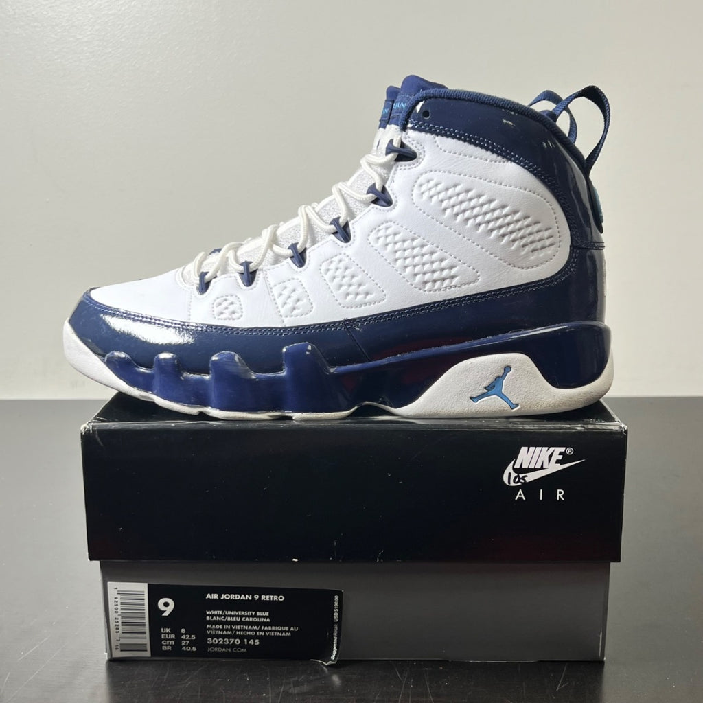 Jordan 9 Retro Pearl Blue 9 (Moderately Worn Pre-Owned)JordanWhite/University Blue-Midnight Navy - Image 3