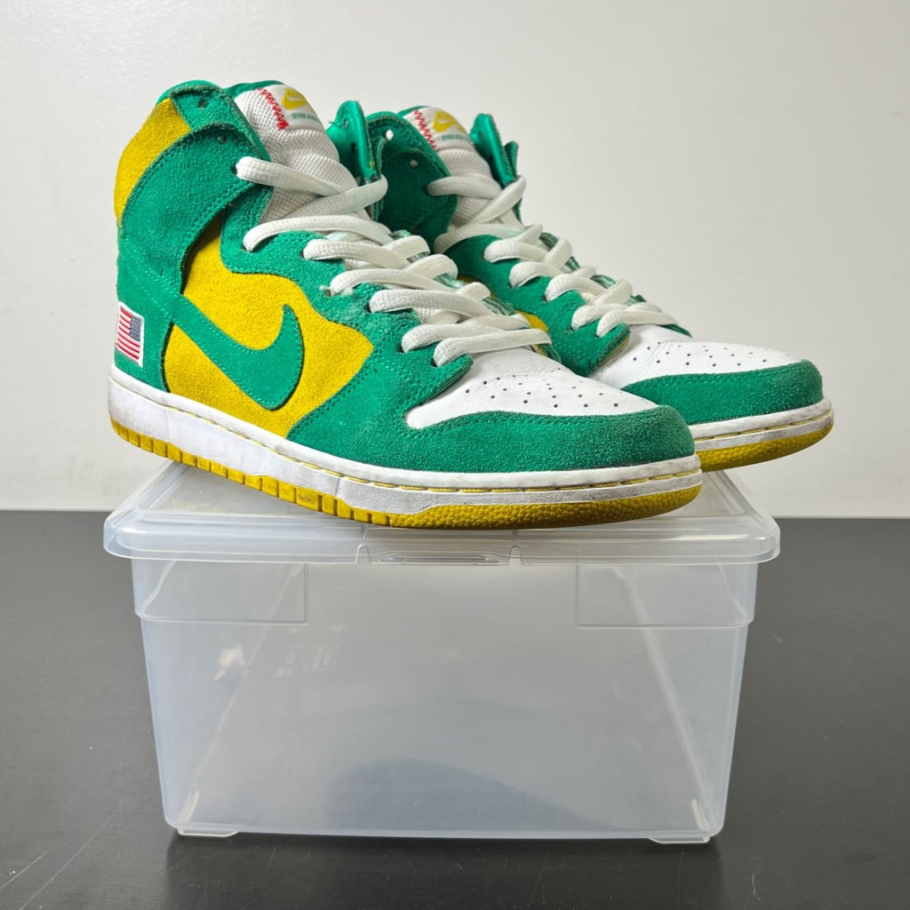 Nike SB Dunk High Oakland Athletics 10 (Moderately Worn Pre-Owned)NikeStadium Green/Stadium Green-Black-Speed Yellow - Image 1