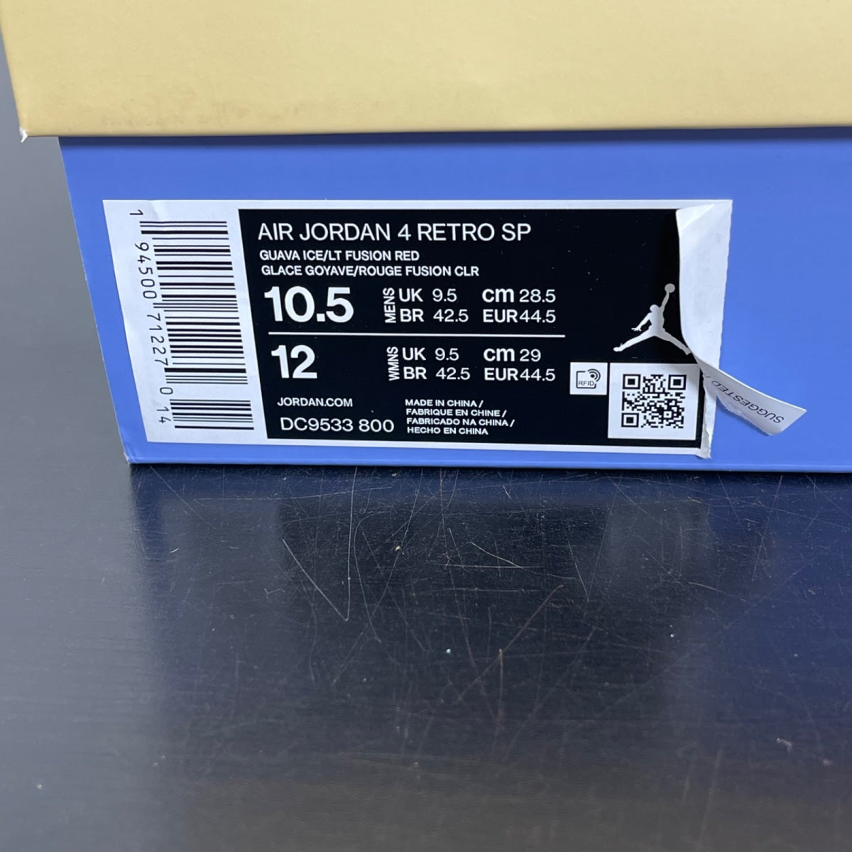 Jordan 4 Retro Union Guava Ice 10.5 (Moderately Worn Pre-Owned)JordanGuava Ice/Light Bone-Brigade Blue-Light Fusion Red - Image 7