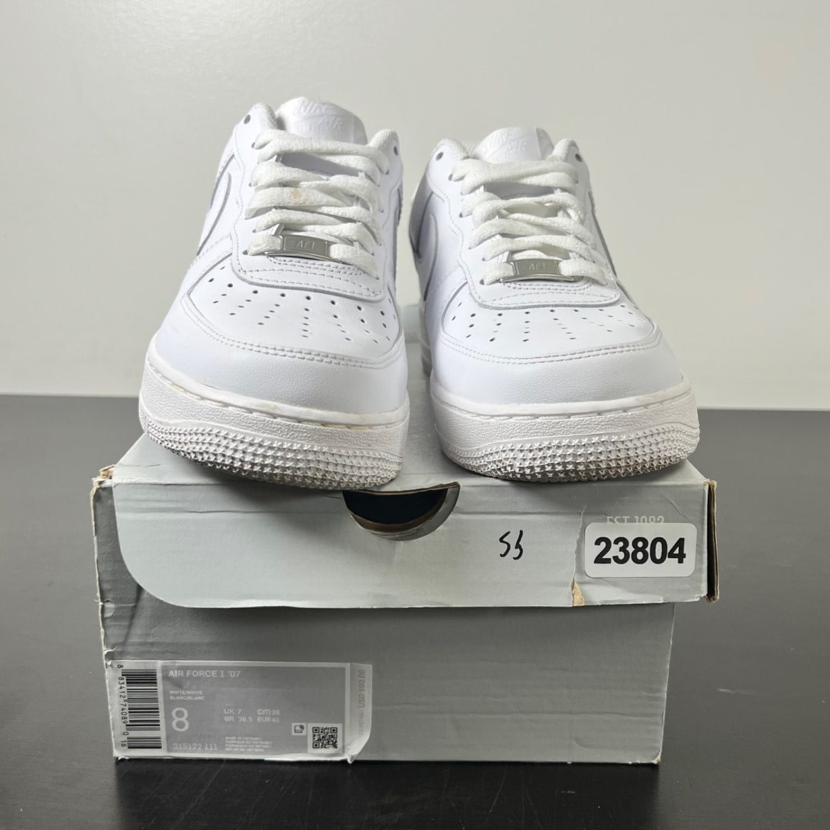 Nike Air Force 1 Low '07 White 8 (Moderately Worn Pre-Owned)NikeWhite/White - Image 2