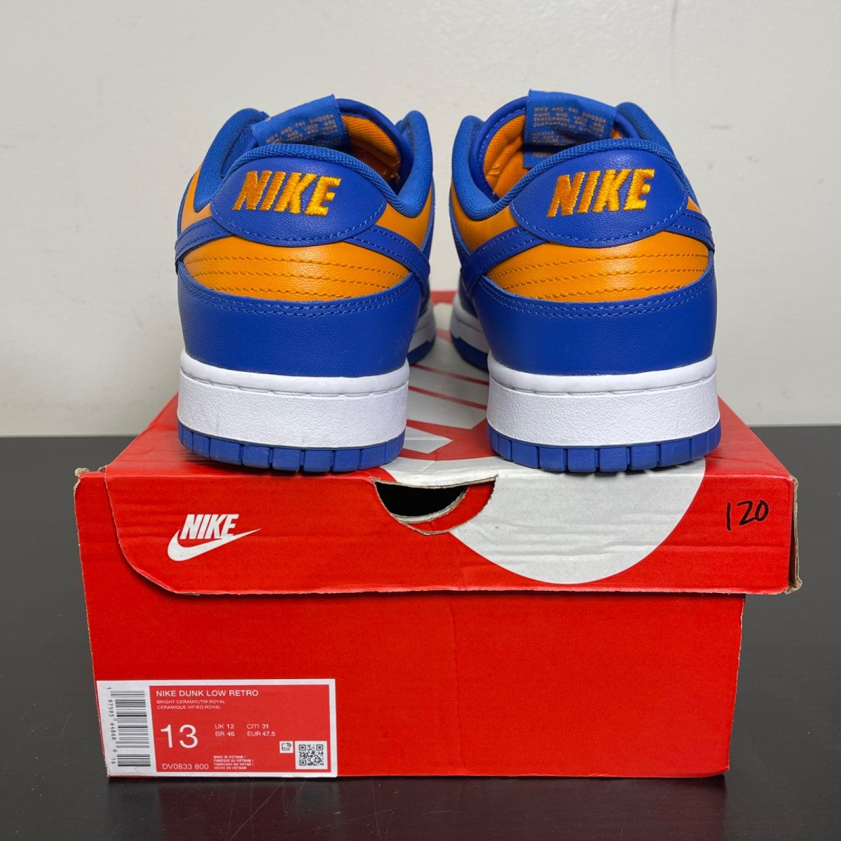 Nike Dunk Low Knicks 13 (Moderately Worn Pre-Owned)NikeBright Ceramic/Team Royal/University Red - Image 4