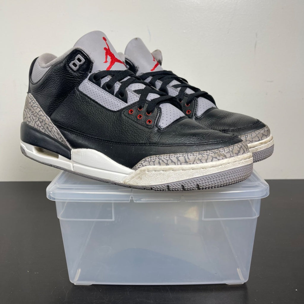 Jordan 3 Retro OG Black Cement (2024) 13 (Moderately Worn Pre-Owned)JordanBlack/Fire Red/Cement Grey/Sail - Image 1