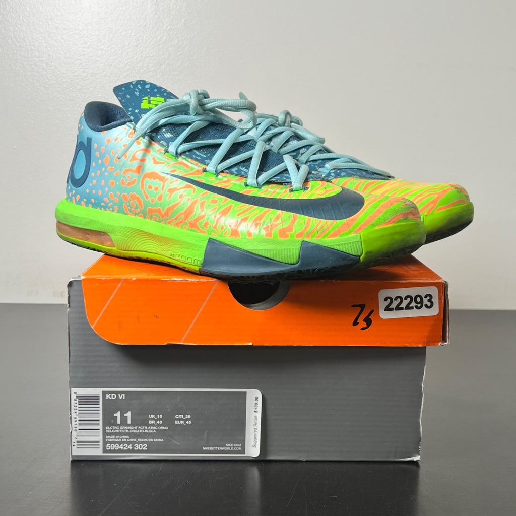 Nike KD 6 Liger 11 (Moderately Worn Pre-Owned)NikeElectric Green/Night Factor-Atomic Orange - Image 1