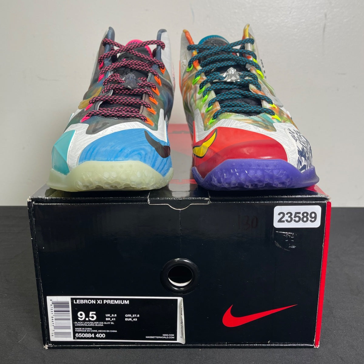 Nike LeBron 11 What the LeBron 9.5 (Moderately Worn Pre-Owned)NikeBlack Lava/Silver Ice-Galaxy Blue - Image 2