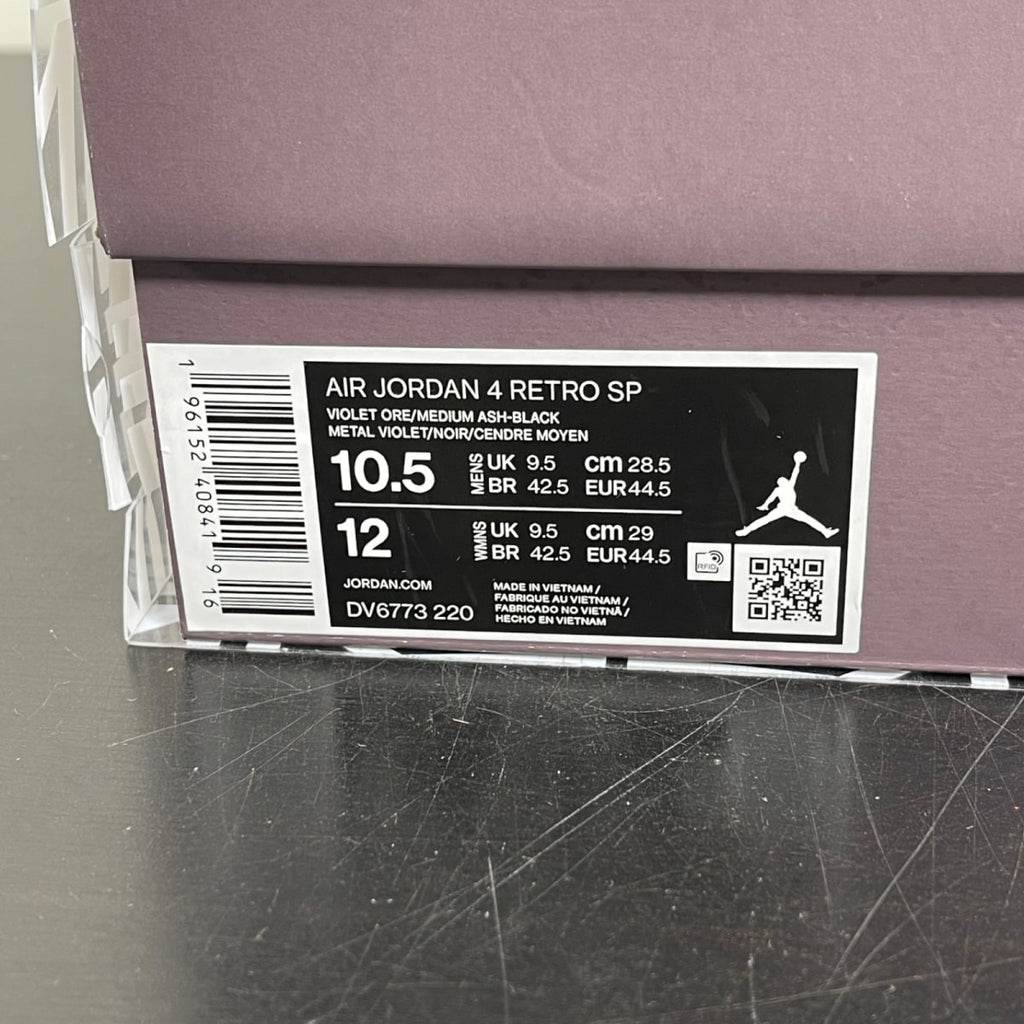 Jordan 4 Retro SP A Ma Maniére Violet Ore 10.5 (Moderately Worn Pre-Owned)JordanViolet Ore/Medium Ash-Black-Muslin-Burgundy Crush - Image 7