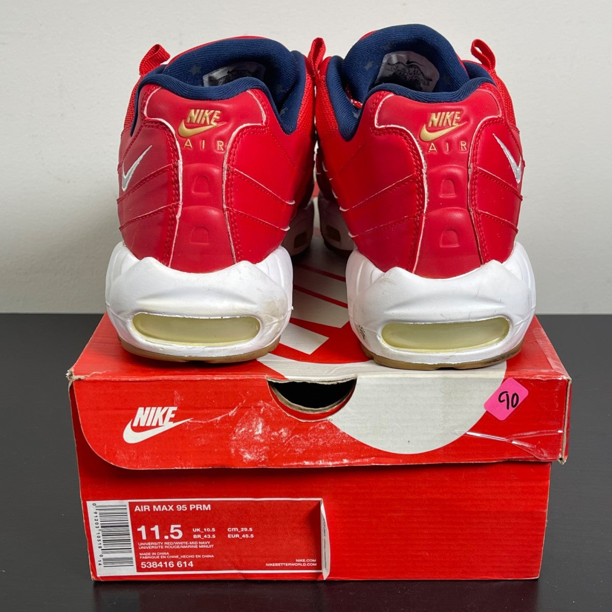 Nike Air Max 95 Independence Day 11.5 (Moderately Worn Pre-Owned)NikeUniversity Red/White-Midnight-Navy - Image 4