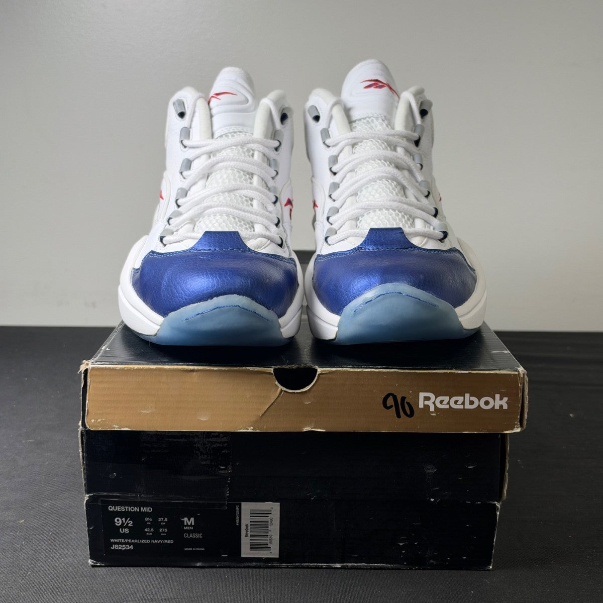 Reebok Question Mid Blue Toe (2016) (Size 9.5) - Image 2