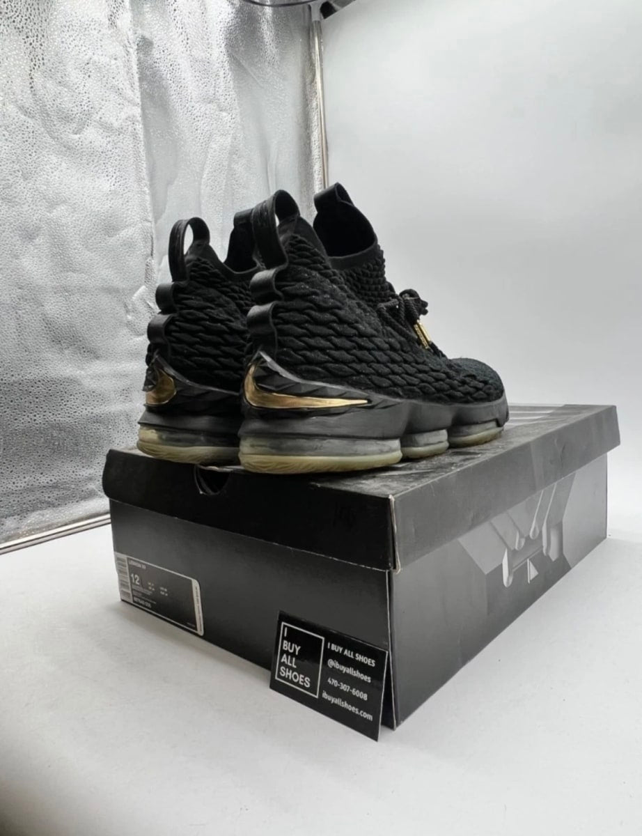 Nike LeBron 15 Black Gold 12 (Lightly Worn Pre-Owned)NikeBlack/Black-Metallic Gold - Image 5