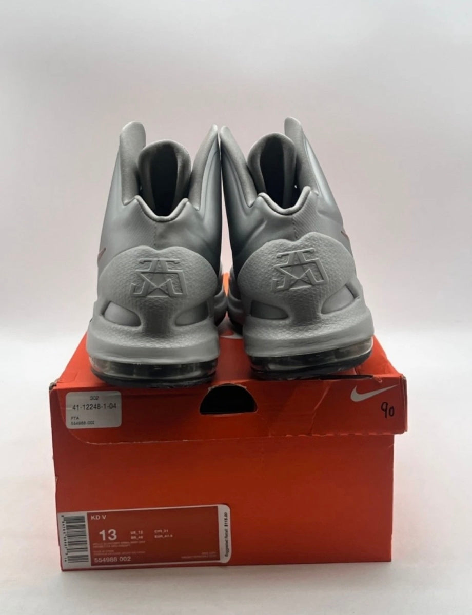 Nike KD 5 Texas 13 (Moderately Worn Pre-Owned)NikeMetallic Silver/Desert Orange-Sport Grey - Image 3