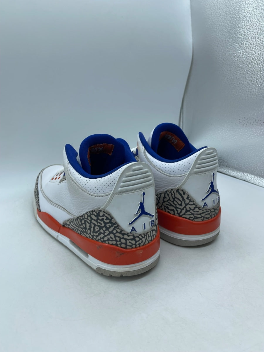Jordan 3 Retro Knicks 11 (Moderately Worn Pre-Owned)JordanWhite/Old Royal-University Orange-Tech Grey - Image 4