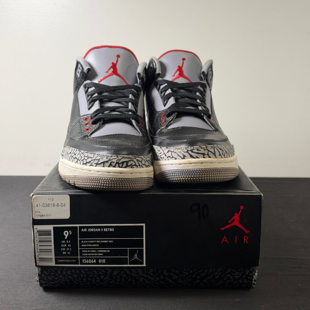Jordan 3 Retro Black Cement (2011) (Size 9.5) - Image 2