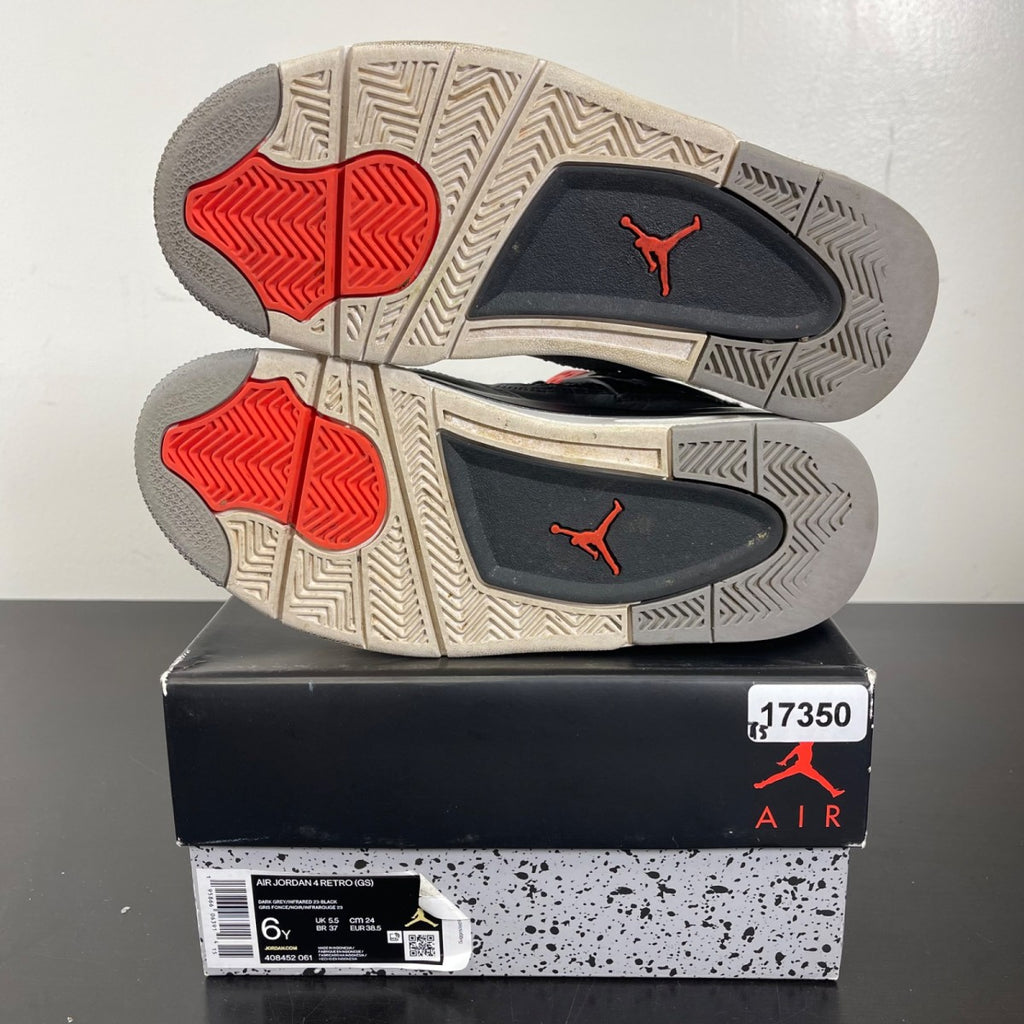 Jordan 4 Retro Infrared (GS) 6Y (Moderately Worn Pre-Owned)JordanDark Grey/Infrared 23-Black-Cement Grey - Image 5
