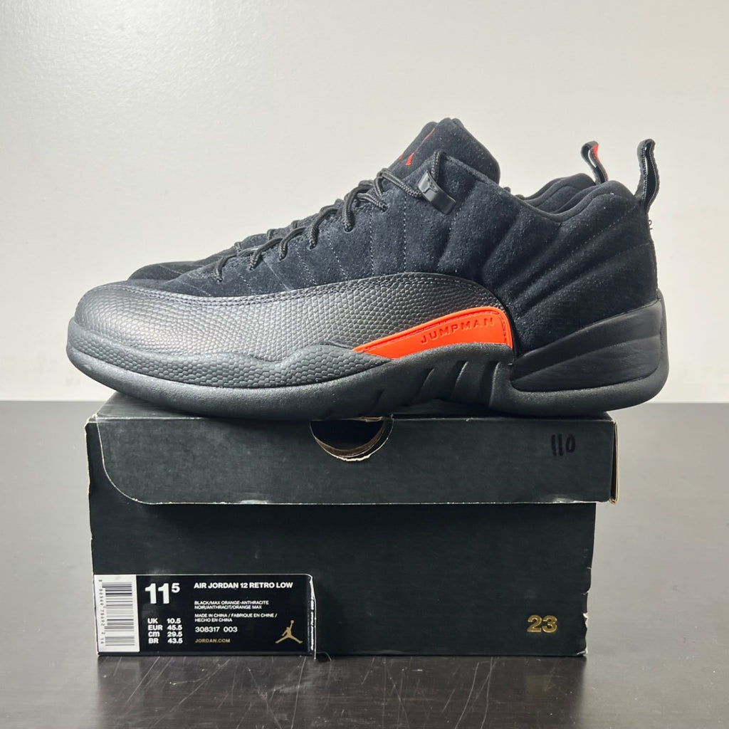 Jordan 12 Retro Low Max Orange 11.5 (Lightly Worn Pre-Owned)JordanBlack/Max Orange-Anthracite-Metallic Silver - Image 3