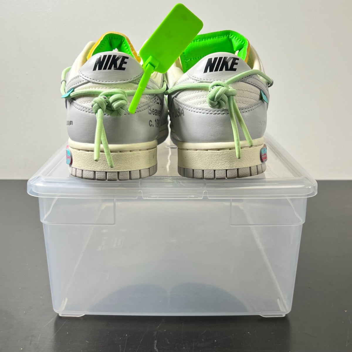 Nike Dunk Low Off-White Lot 7 10.5 (Lightly Worn Pre-Owned)NikeSail/Neutral Grey-Vapor Green - Image 6