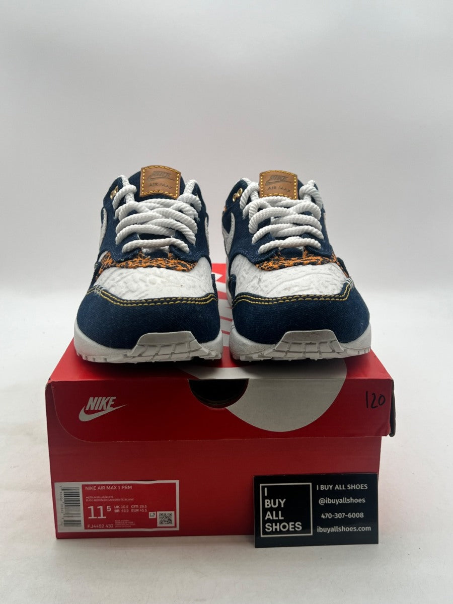 Nike Air Max 1 Premium Denim Leopard 11.5 (Lightly Worn Pre-Owned) - Image 2