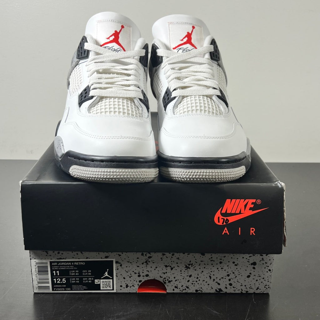 Jordan 4 Retro White Cement (2025) 11 (Lightly Worn Pre-Owned)JordanSummit White/Fire Red-Tech Grey-Black - Image 2