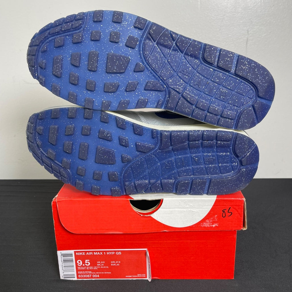 Nike Air Max 1 Night Track Royal 9.5 (Moderately Worn Pre-Owned)NikeMetallic Silver/Deep Royal Blue-Sail - Image 5