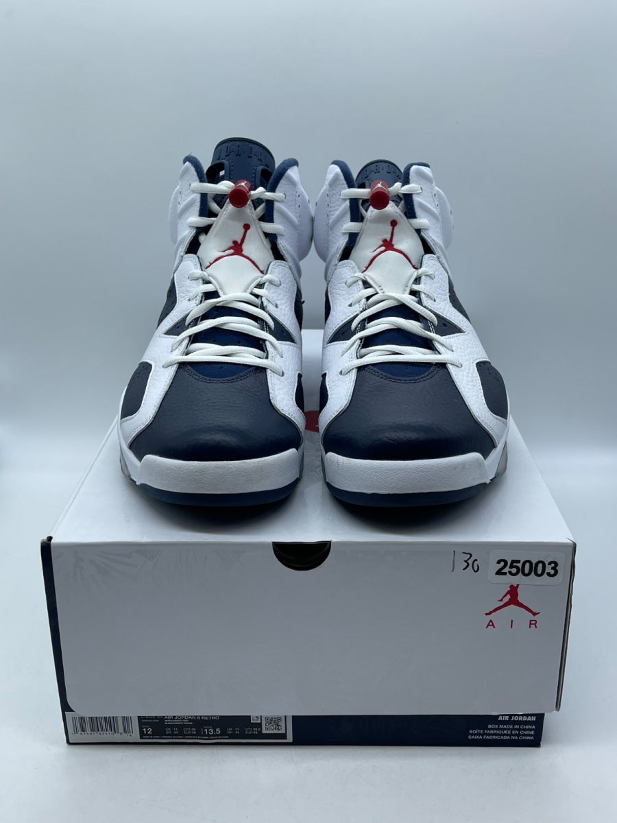 Jordan 6 Retro Olympic (2024) 12 (Moderately Worn Pre-Owned)JordanWhite/Varsity Red/Midnight Navy - Image 2