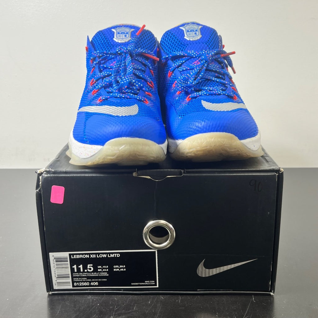 Nike LeBron 12 Low Hyper Cobalt 11.5 (Lightly Worn Pre-Owned)NikeHyper Cobalt/Metallic Silver-Light Crimson - Image 2