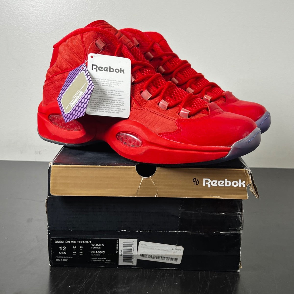 Reebok Question Mid Teyana Taylor Primal Red (Women's) 12W (VNDS Pre-Owned)ReebokPrimal Red/Ice - Image 1