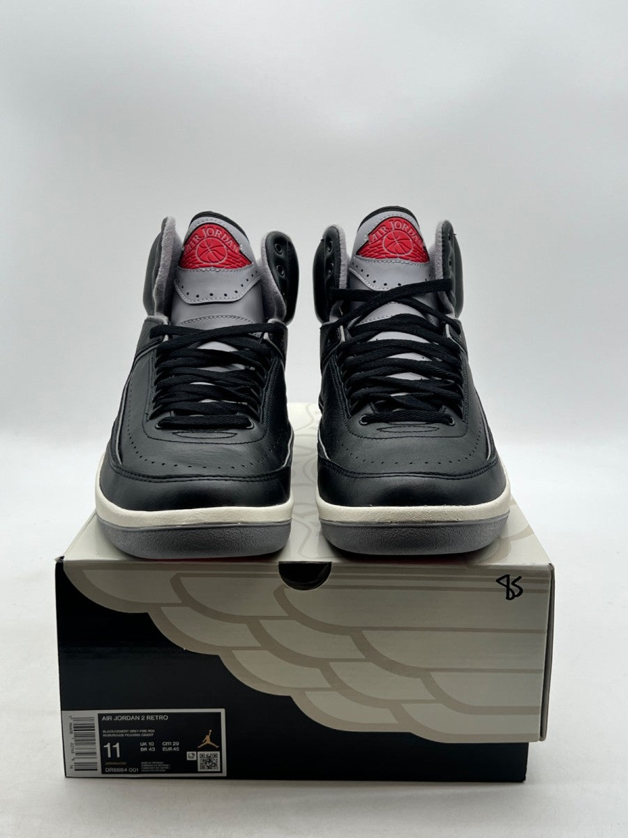 Jordan 2 Retro Black Cement 11 (Lightly Worn Pre-Owned)JordanBlack/Cement Grey/Fire Red/Sail - Image 2