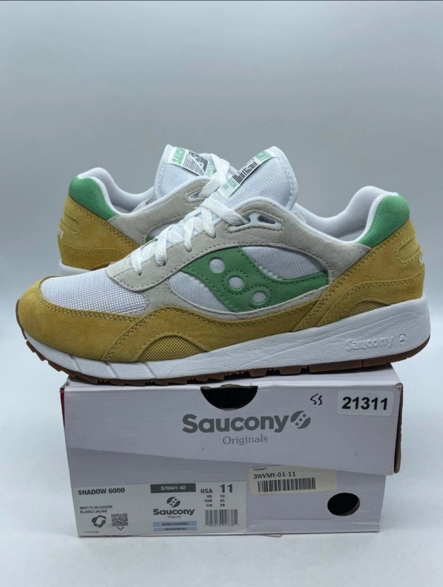 Saucony Shadow 6000 'White Green Mustard' 11 (Lightly Worn Pre-Owned)Saucony - Image 1
