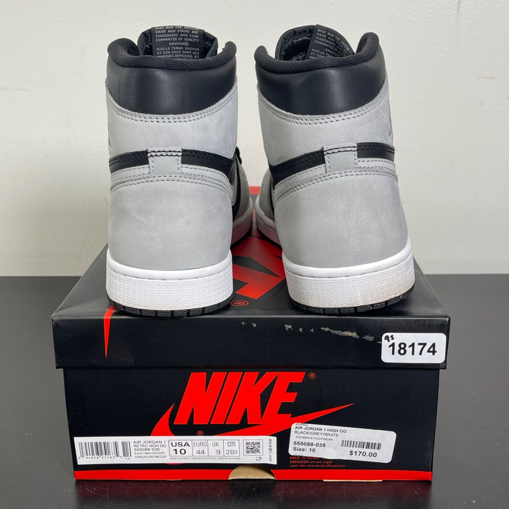 Jordan 1 Retro High Shadow 2.0 10 (Moderately Worn Pre-Owned)JordanBlack/White-Light Smoke Grey - Image 4