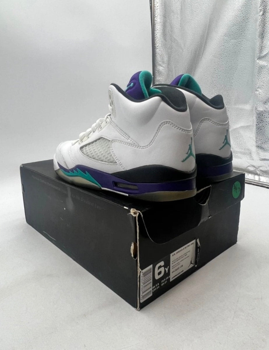 Jordan 5 Retro Grape (2013) (GS) 6Y (Moderately Worn Pre-Owned)JordanWhite/Emerald-New-Grape-Ice-Blue - Image 6