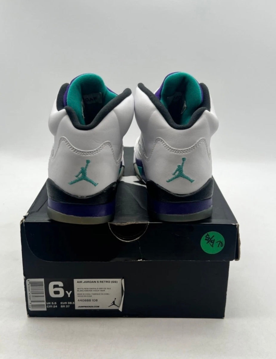 Jordan 5 Retro Grape (2013) (GS) 6Y (Moderately Worn Pre-Owned)JordanWhite/Emerald-New-Grape-Ice-Blue - Image 3