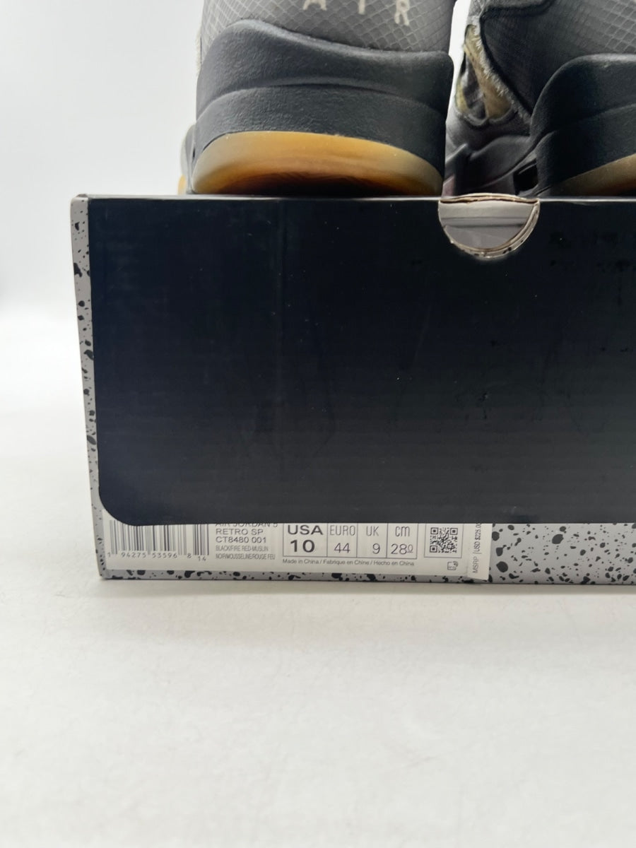Jordan 5 Retro Off-White Muslin 10 (Moderately Worn Pre-Owned)JordanBlack/Muslin-Fire Red - Image 4