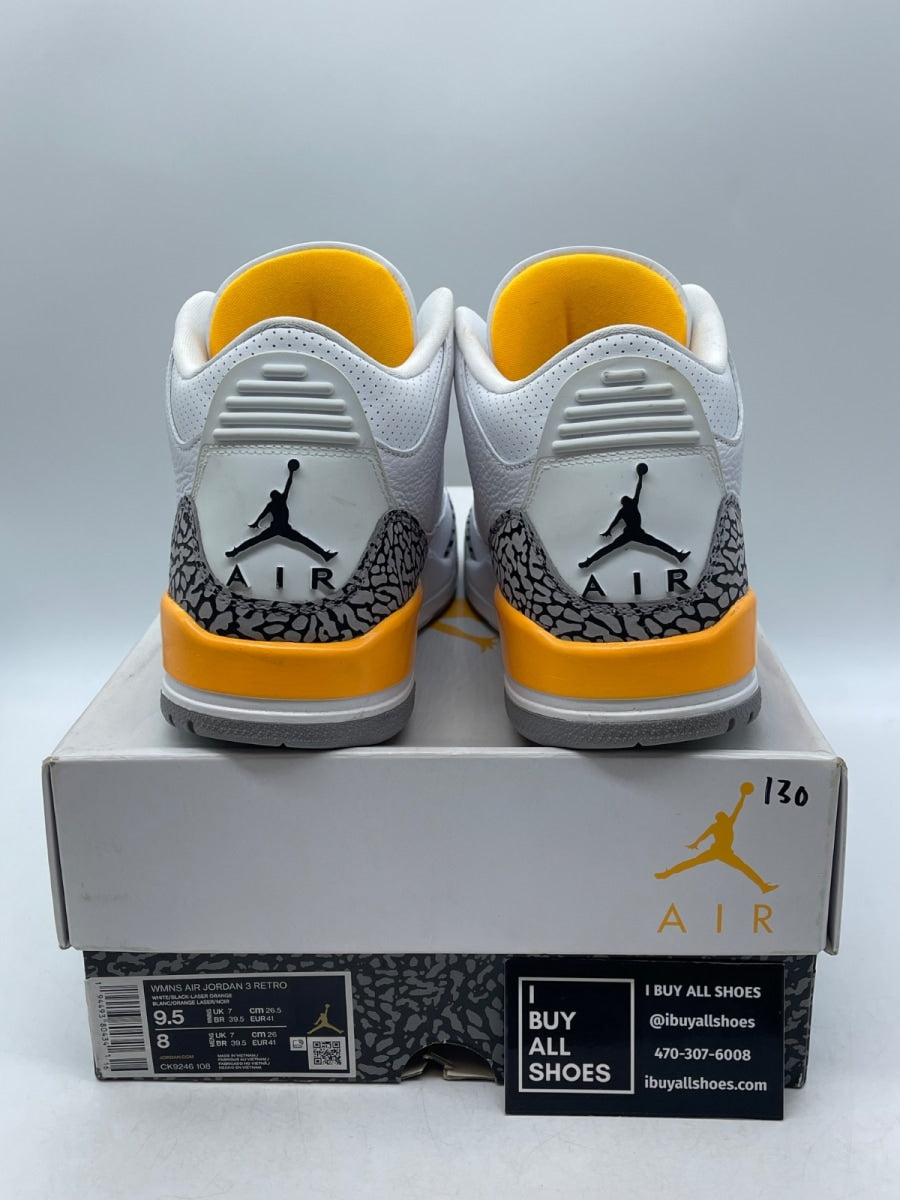 Jordan 3 Retro Laser Orange (Women's) 9.5W (Moderately Worn Pre-Owned) - Image 3