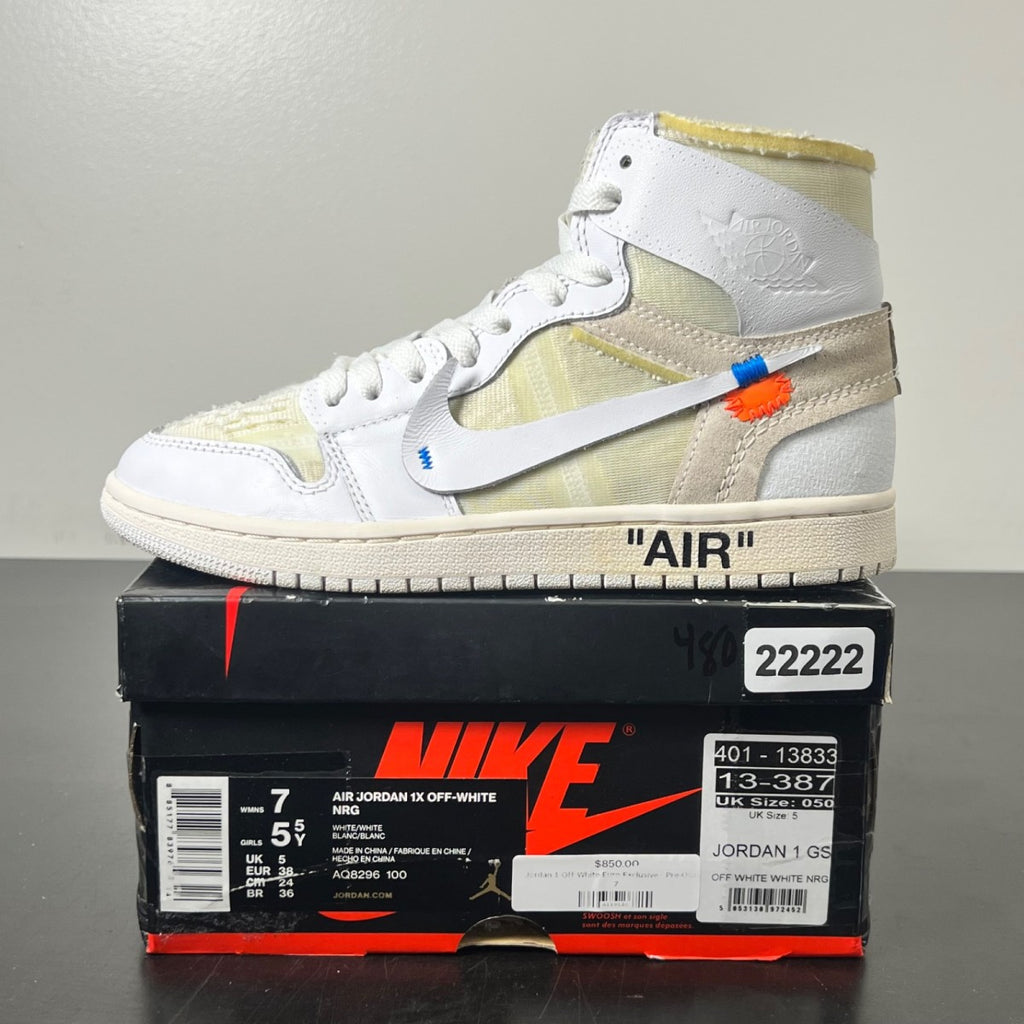 Jordan 1 Retro High Off-White Euro (GS) 7Y (Lightly Worn Pre-Owned)JordanWhite/White - Image 3