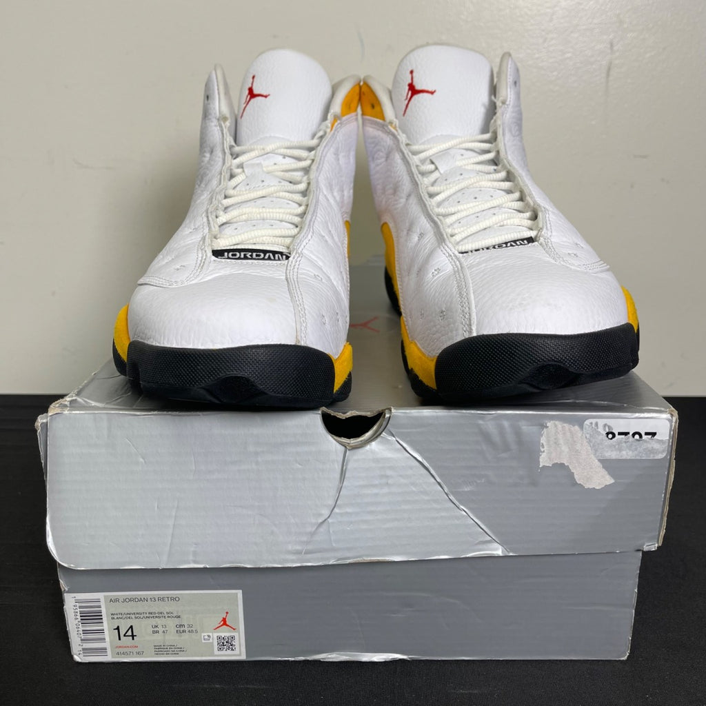Jordan 13 Retro Del Sol 14 (Moderately Worn Pre-Owned)JordanWhite/University Red/Del Sol/Black - Image 2