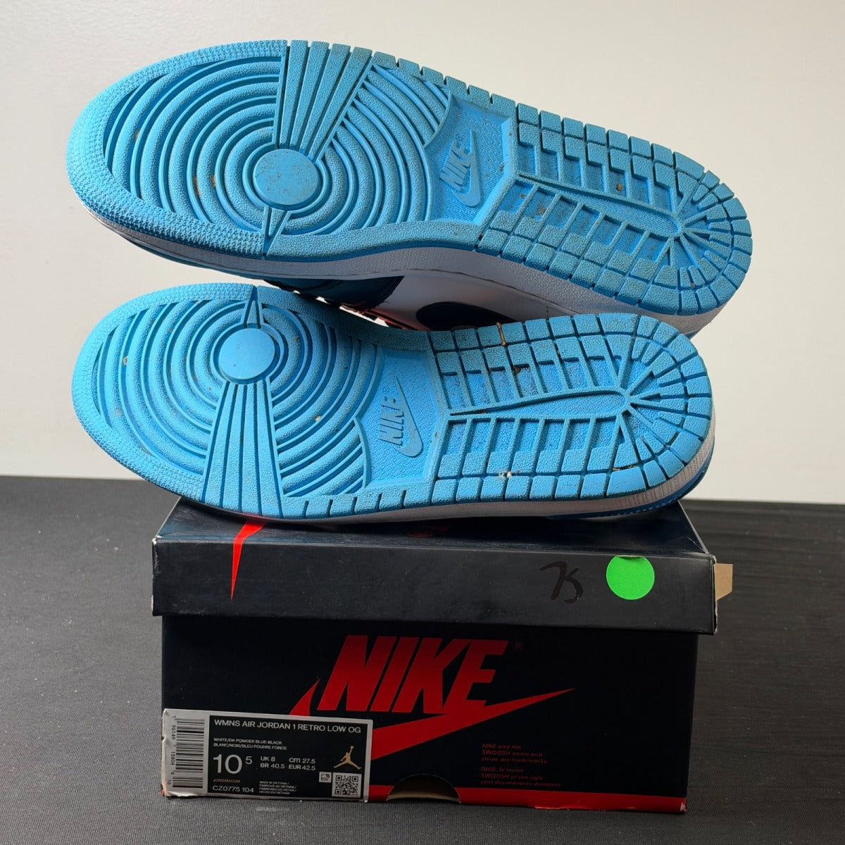 Jordan 1 Retro Low OG Black Dark Powder Blue (Women's) (Size 10.5W) - Image 5