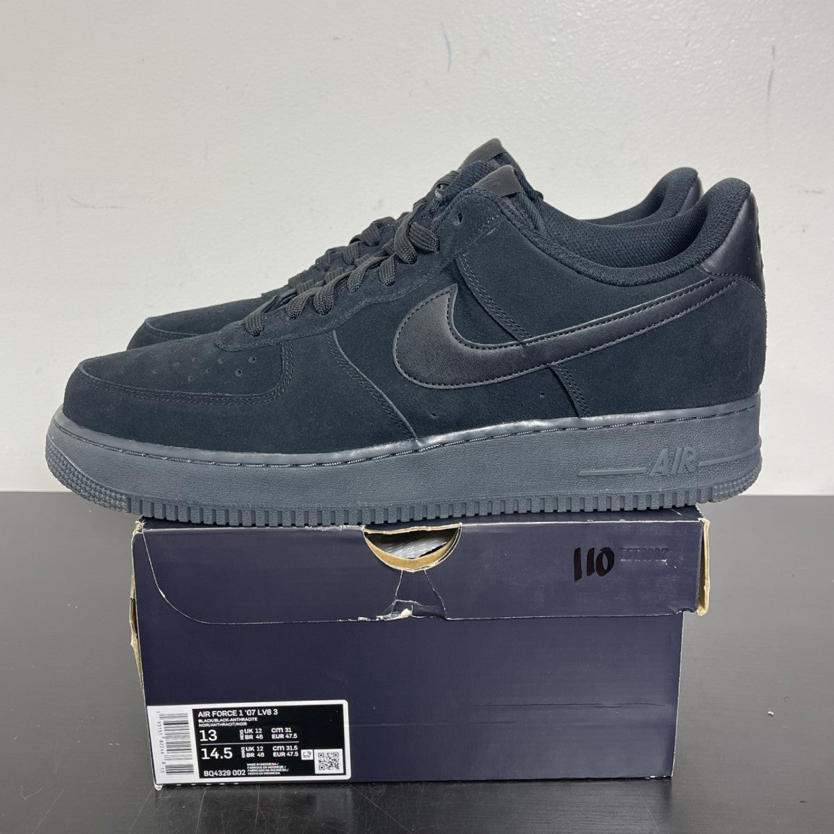 Nike Air Force 1 Low Black Anthracite 13 (Moderately Worn Pre-Owned)NikeBlack/Black-Anthracite - Image 3