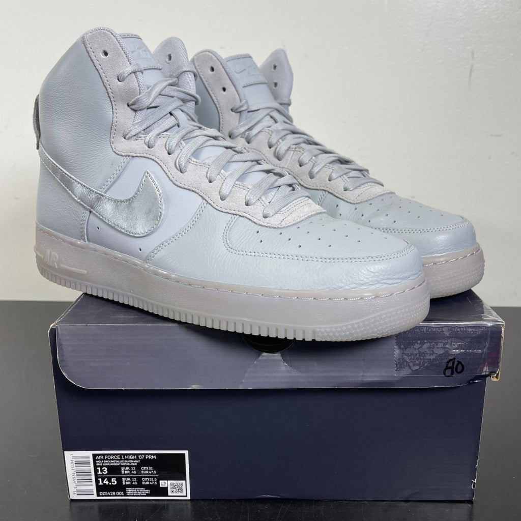 Nike Air Force 1 High Wolf Grey 13 (Moderately Worn Pre-Owned)NikeWolf Grey/Metallic Silver-Volt - Image 1