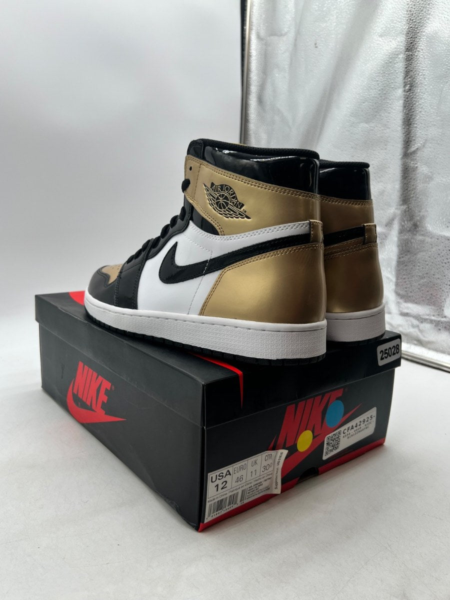Jordan 1 Retro High NRG Patent Gold Toe 12 (Lightly Worn Pre-Owned)JordanBlack/Metallic Gold-Summit White - Image 4